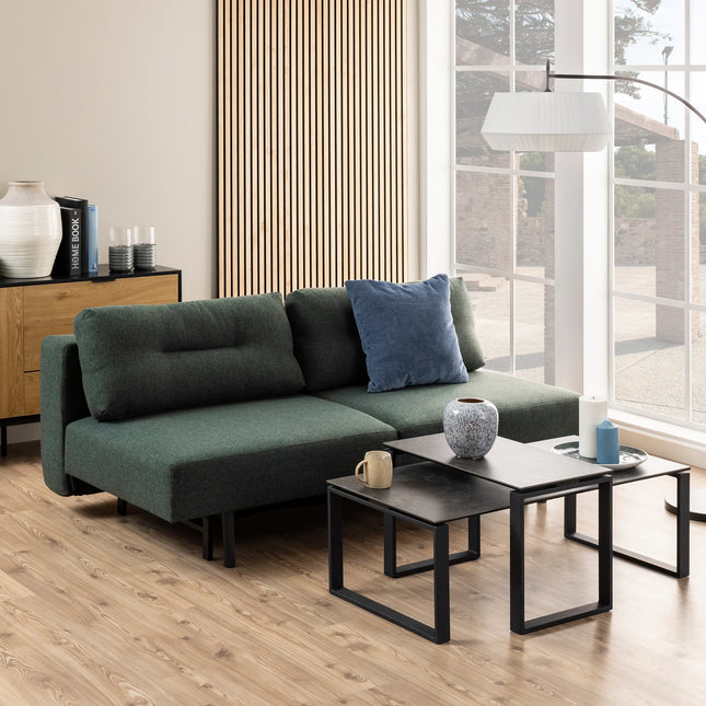 Katrine Ceramic Coffee Table Set in Black – Modern Two-Piece Design