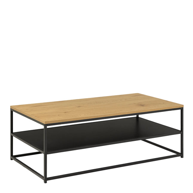 Gila Coffee Table with Open Shelf in Oak & Black – Modern Danish Design
