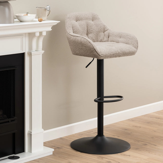 Brooke Swivel Bar Stool with Height Adjustable Function in Beige & Taupe - Set
