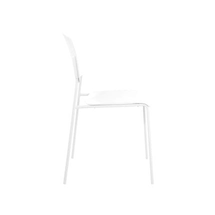 Aspen dining chair side profile with slim metal legs and curved backrest