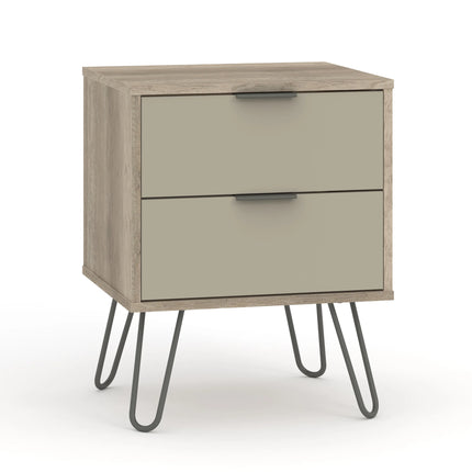 Augusta - Bedside Table - 2 Drawer & Hairpin Legs