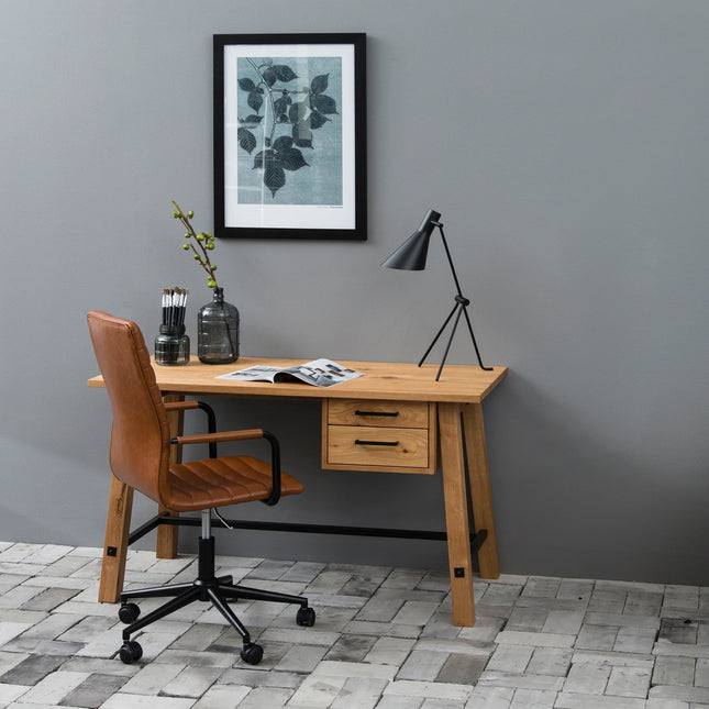Winslow Swivel Desk Chair With Adjustable Height In Vintage Brandy