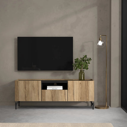 Kendall - TV-Unit with 2 Doors + 1 Drawer Oak and Black