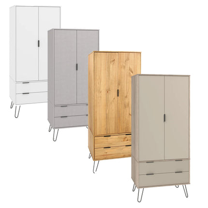 Augusta - Wardrobe - 2 Door 2 Drawer & Hairpin Legs