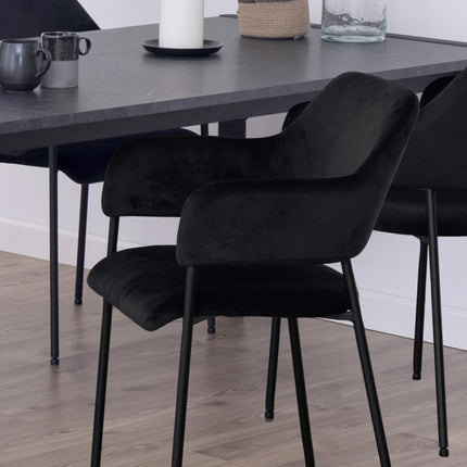 Lima - Dining Chair with Armrest in Black Set of 2