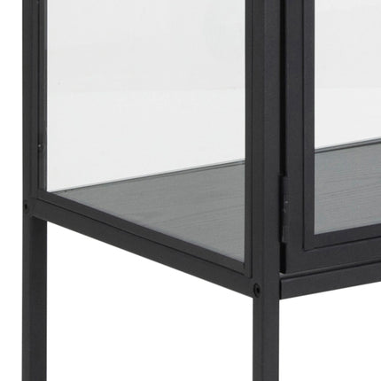Seaford Tall Display Cabinet Glass Doors Steel 150cm
