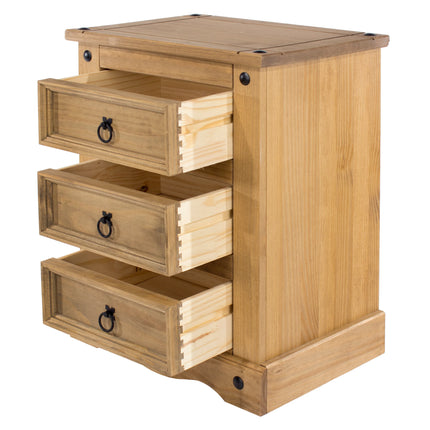 Corona - Bedside Cabinet - 3 Drawer Solid Pine Traditional