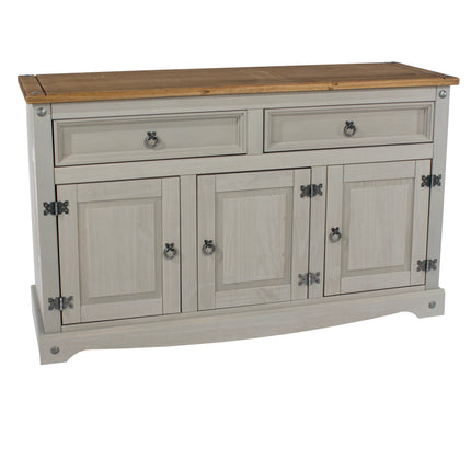 Corona White - Sideboard - 3 Door 2 Drawer & Antique Waxed Pine Top