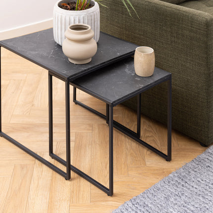 Infinity - Nest of Tables in Black Matt Set of 2