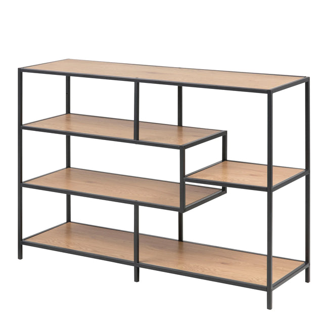Seaford - Wide Black Metal Bookcase with 4 shelves
