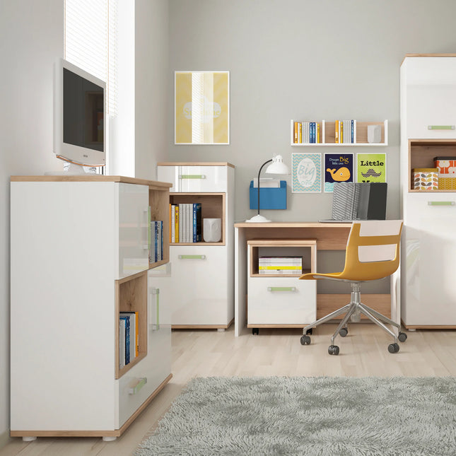 4Kids Sideboard 2 Door 1 Drawer High Gloss 90.7cm