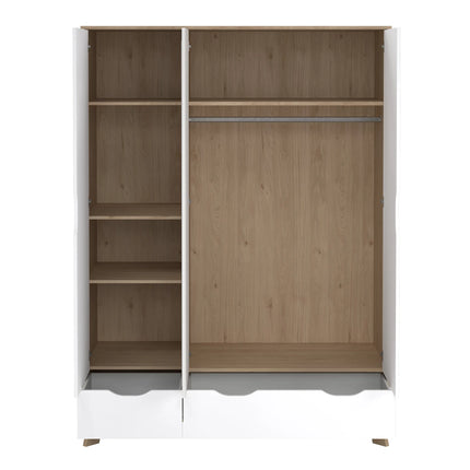 Ikast - Wardrobe 3 Doors and 2 Drawers with Mirror