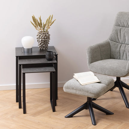 Katrine Ceramic Nest of Tables Black Set of 3 Stylish Square Tables