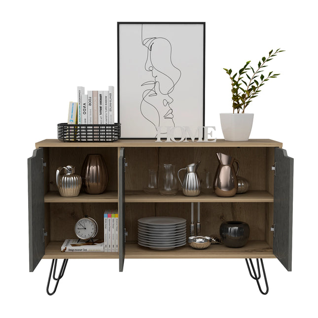 Manhattan - Sideboard - 3 Door Industrial & Hairpin Legs