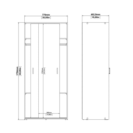 Home Space - Wardrobe with 2 Sliding Doors in White