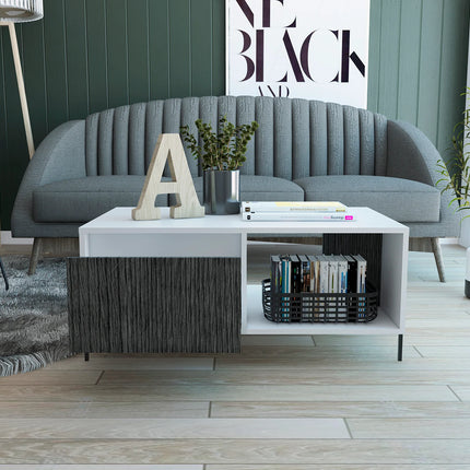 Dallas - Coffee Table - 1 Drawer White & Carbon Grey Oak