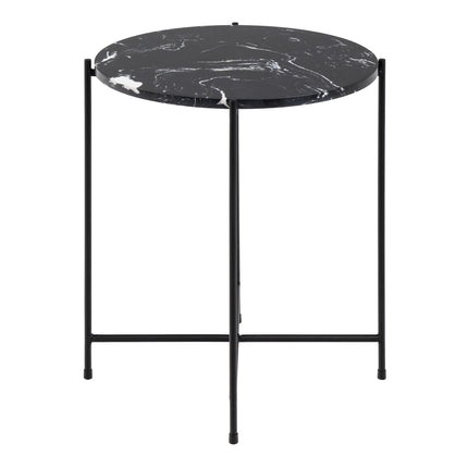 Avila - Side Table with Black Polished Marble Stone 42x45cm