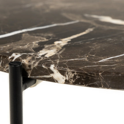 Avila - Side Table with Brown Marble Top 52x40cm