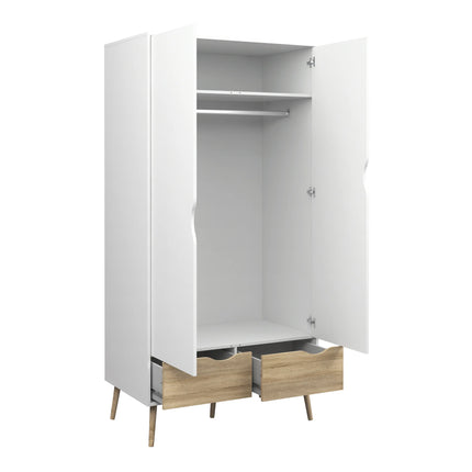 Oslo 2 Door 2 Drawer Wardrobe – Scandinavian Storage, Choice Of Finishes