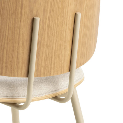 Owen Dining Chair Set of 2 in Apia Beige Fabric with Oak Veneer