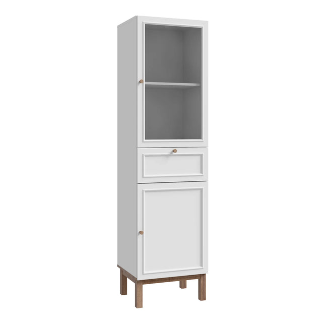 Wensley Display Cabinet Light Grey and Oak with LED Lighting