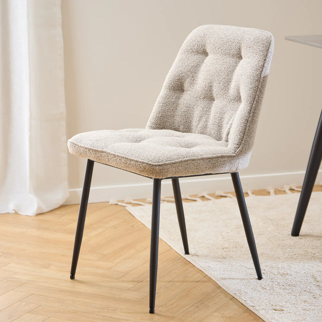 Wicklow Ceramic Dining Table with 4 Brooke Dining Chairs in Beige or Taupe
