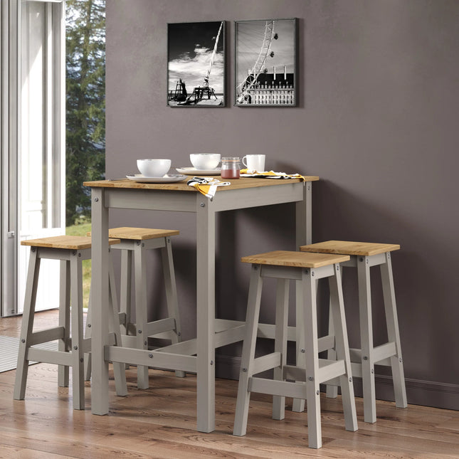 Linea - 5 Piece Solid Pine Dining Set - Grey