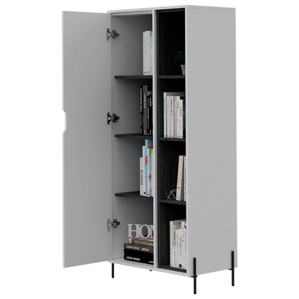 Dallas - Bookcase - 1 Door & 7 Shelves with Metal Legs