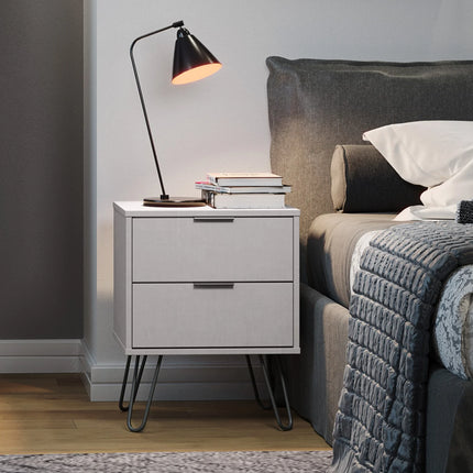 Augusta - Bedside Table - 2 Drawer & Hairpin Legs