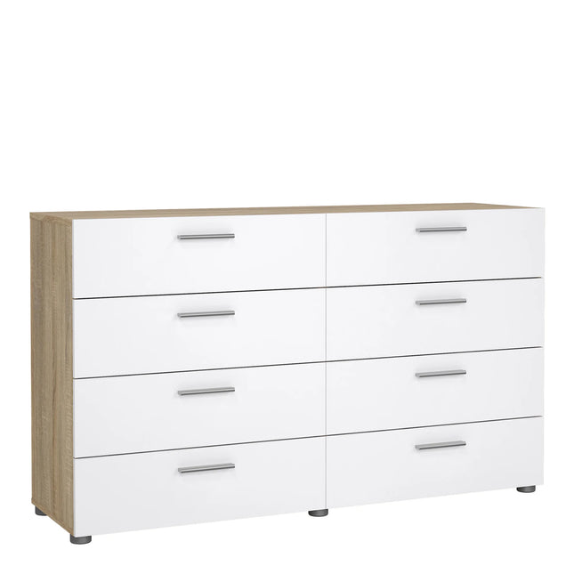 Pepe Wide Chest of 8 Drawers (4+4) | Choice of Oak & White Gloss, Walnut or White