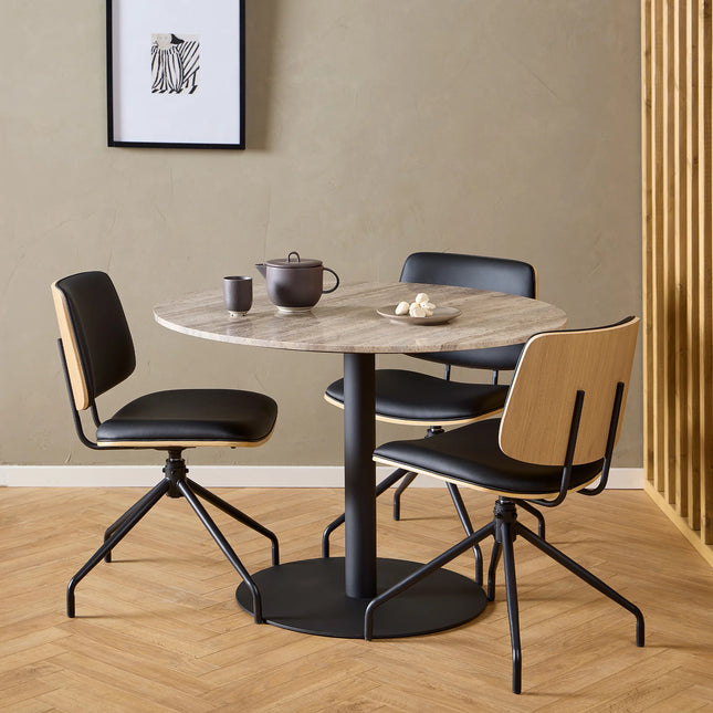 Owen Swivel Dining Chairs Matt Black Set of 2 | Stylish Comfort