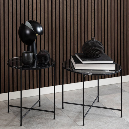 Avila - Side Table with Black Polished Marble Stone 42x45cm