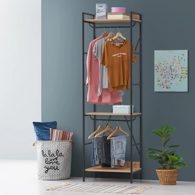 Claire - 3 Shelf Open Wardrobe - Riviera Oak