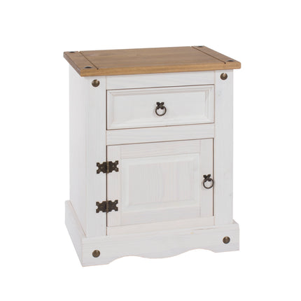 Corona - Bedside Table - 1 Door 1 Drawer Rustic
