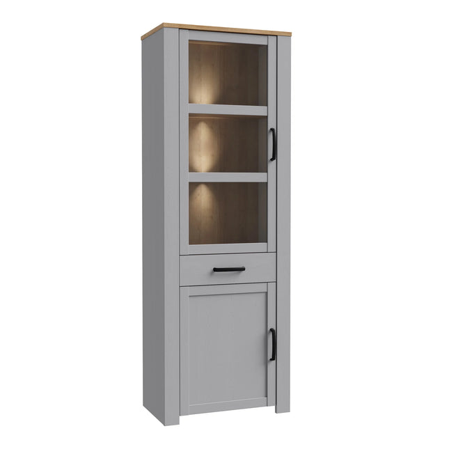 Bohol Narrow Display Cabinet With 2 LED Lights & Soft-Close Doors