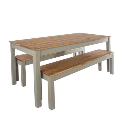 Linea - Dining Table - Two-Tone Grey & Antique Waxed Pine