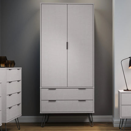 Augusta - Wardrobe - 2 Door 2 Drawer & Hairpin Legs