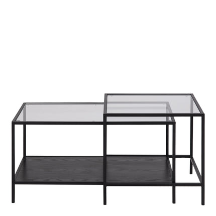 Seaford - Black Metal Coffee Table Set with Glass Top