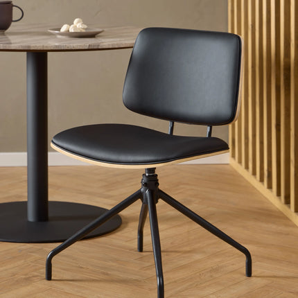 Owen Swivel Dining Chairs Matt Black Set of 2 | Stylish Comfort
