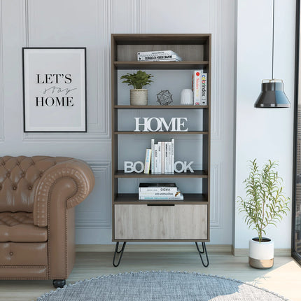 Nevada - Bookcase - 1 Door Industrial & Hairpin Legs