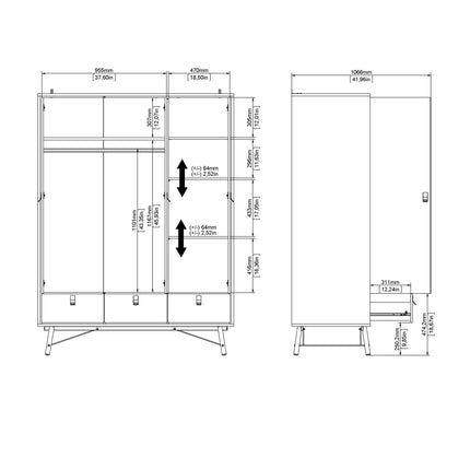 Ry 3 Door 3 Drawer Wardrobe — Choice Of Finishes