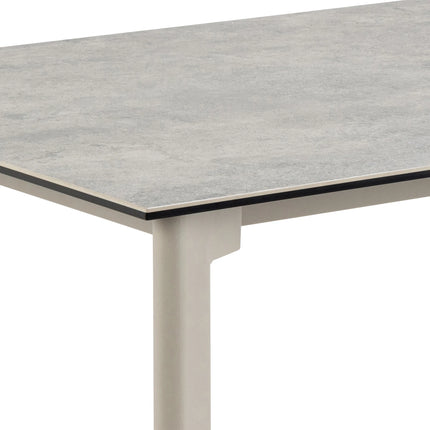 Palermo Ceramic Dining Table Grey 160x90cm with 4 Ella Swivel Beige Chairs