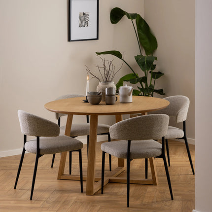 Malika Dining Table Range Oak-Effect Tops With Black Bases