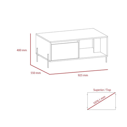 Dallas - Coffee Table - 1 Drawer White & Carbon Grey Oak