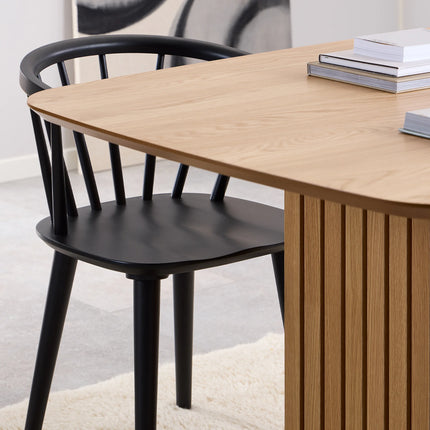 Christo Oak Dining Table with 6 Ida Black Dining Chairs Set
