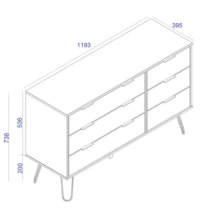 Augusta - Chest of Drawers - 6 Drawer Industrial & Hairpin Legs