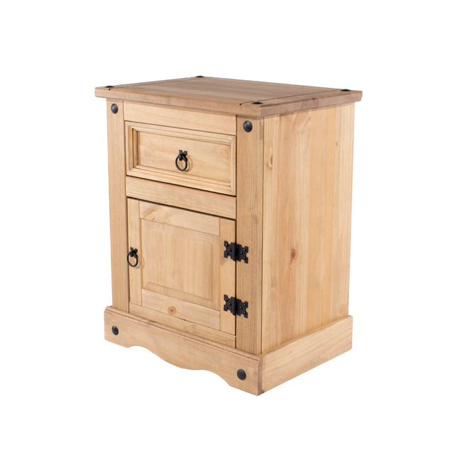 Corona - Bedside Table - 1 Door 1 Drawer Rustic