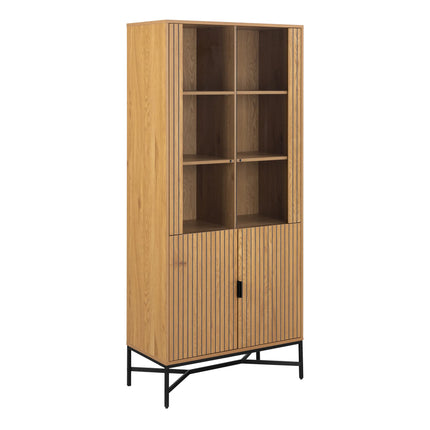 Jaipur Display Cabinet With 4 Doors and 6 Shelves in Wild Oak