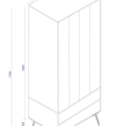 Augusta - Wardrobe - 2 Door 2 Drawer & Hairpin Legs