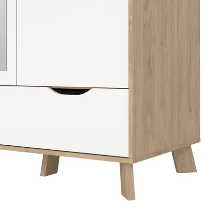 Ikast - Wardrobe 3 Doors and 2 Drawers with Mirror